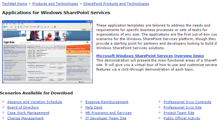 Windows Sharepoint Service Templates