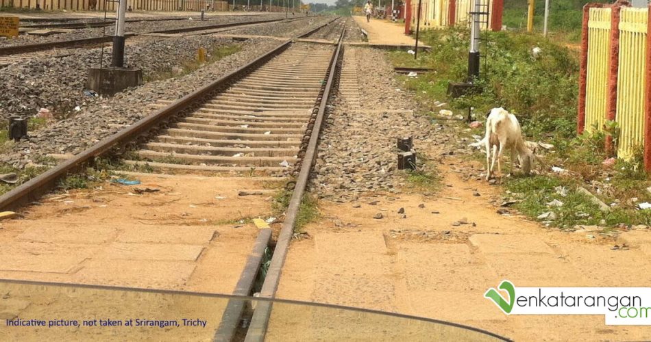 An indicative picture of a train track near a railway station somewhere in Tamil Nadu, India
