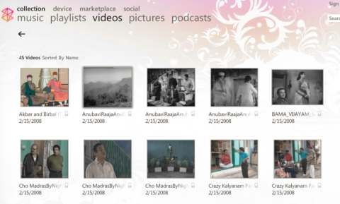 Zune video library