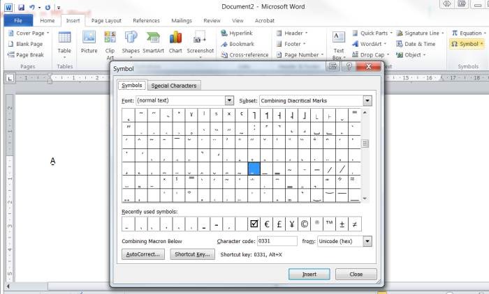 Microsoft Word - Combining marks