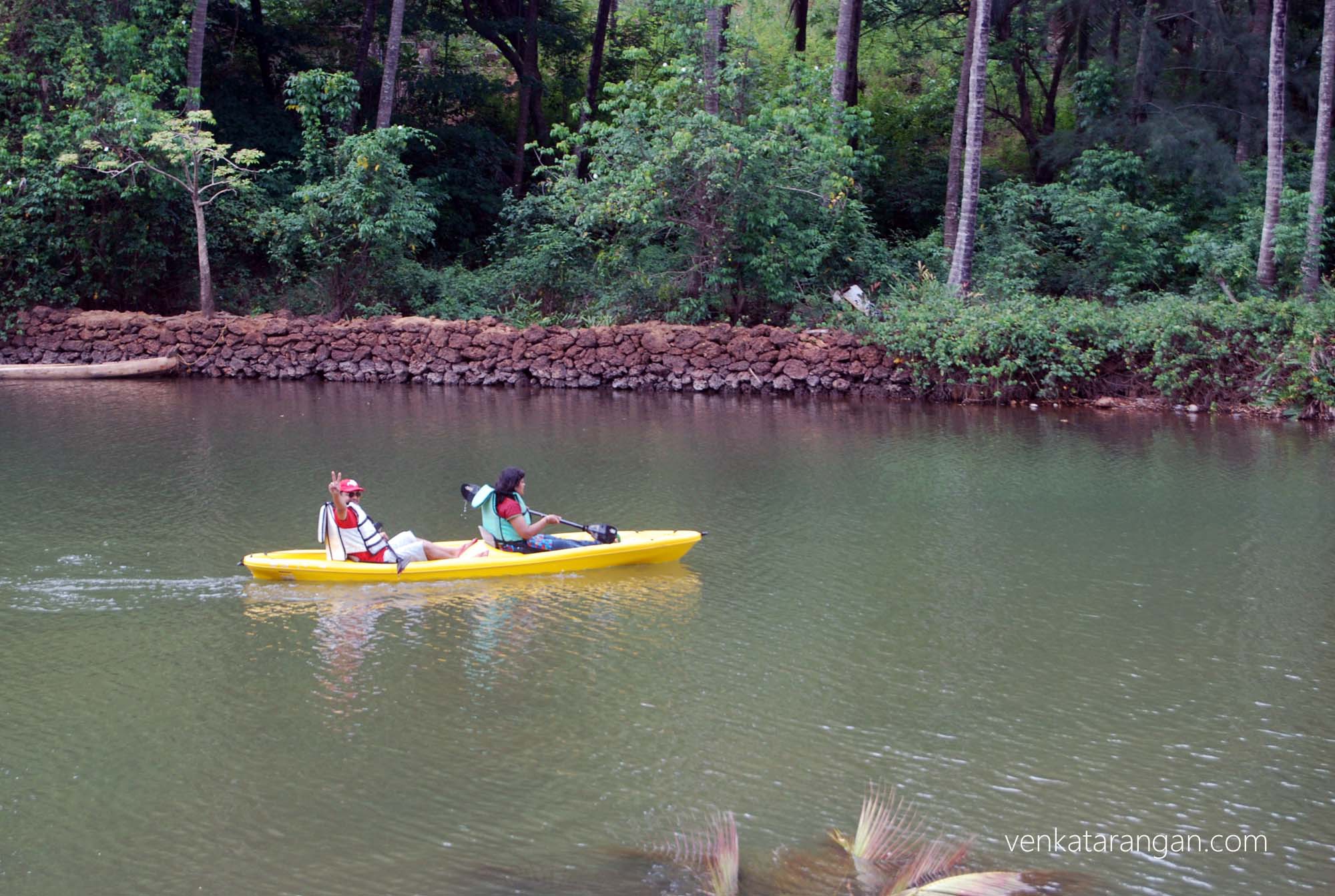Rafting inside the waterways in the resort