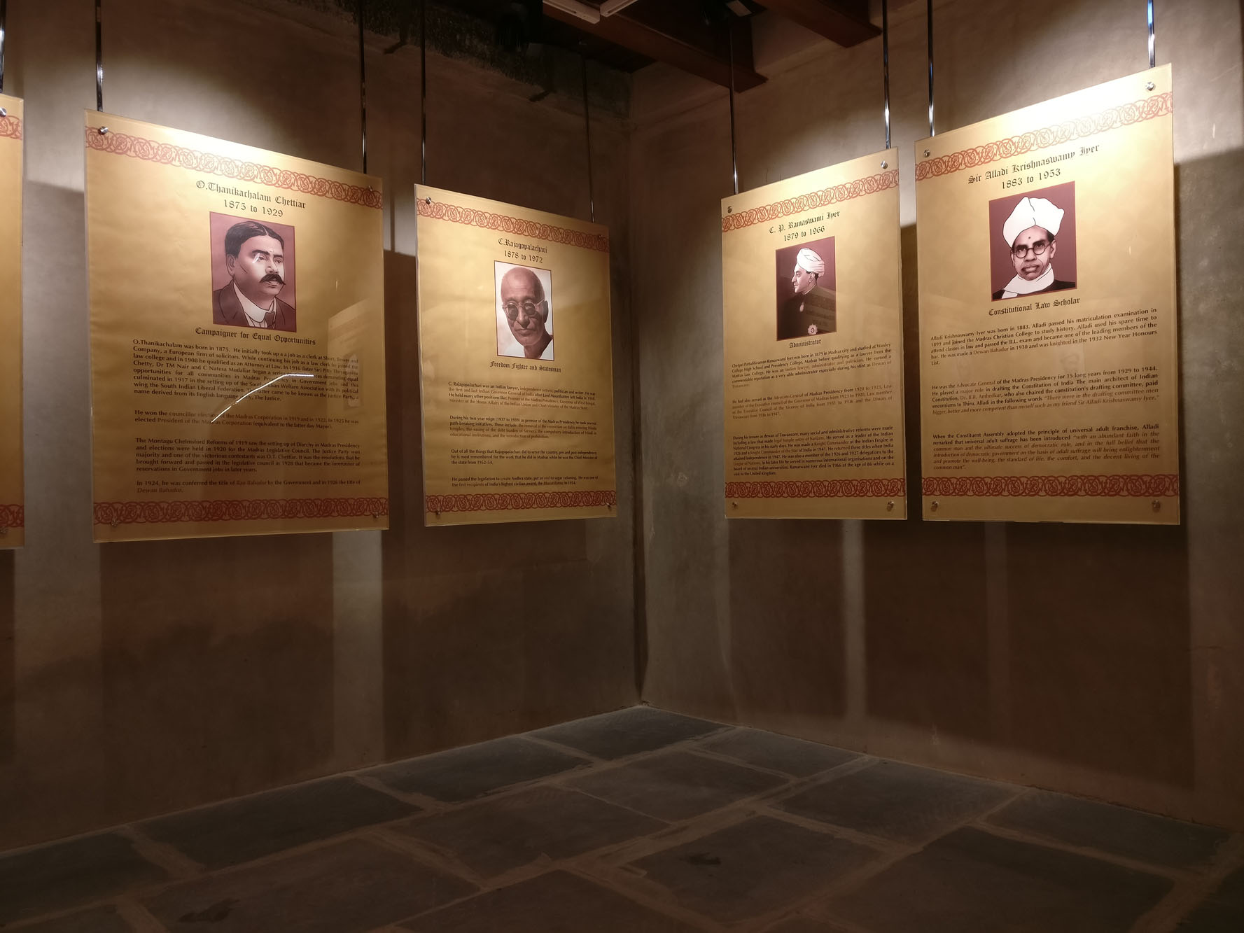 Display on Indian Leaders and about the first institutions that were setup in Madras