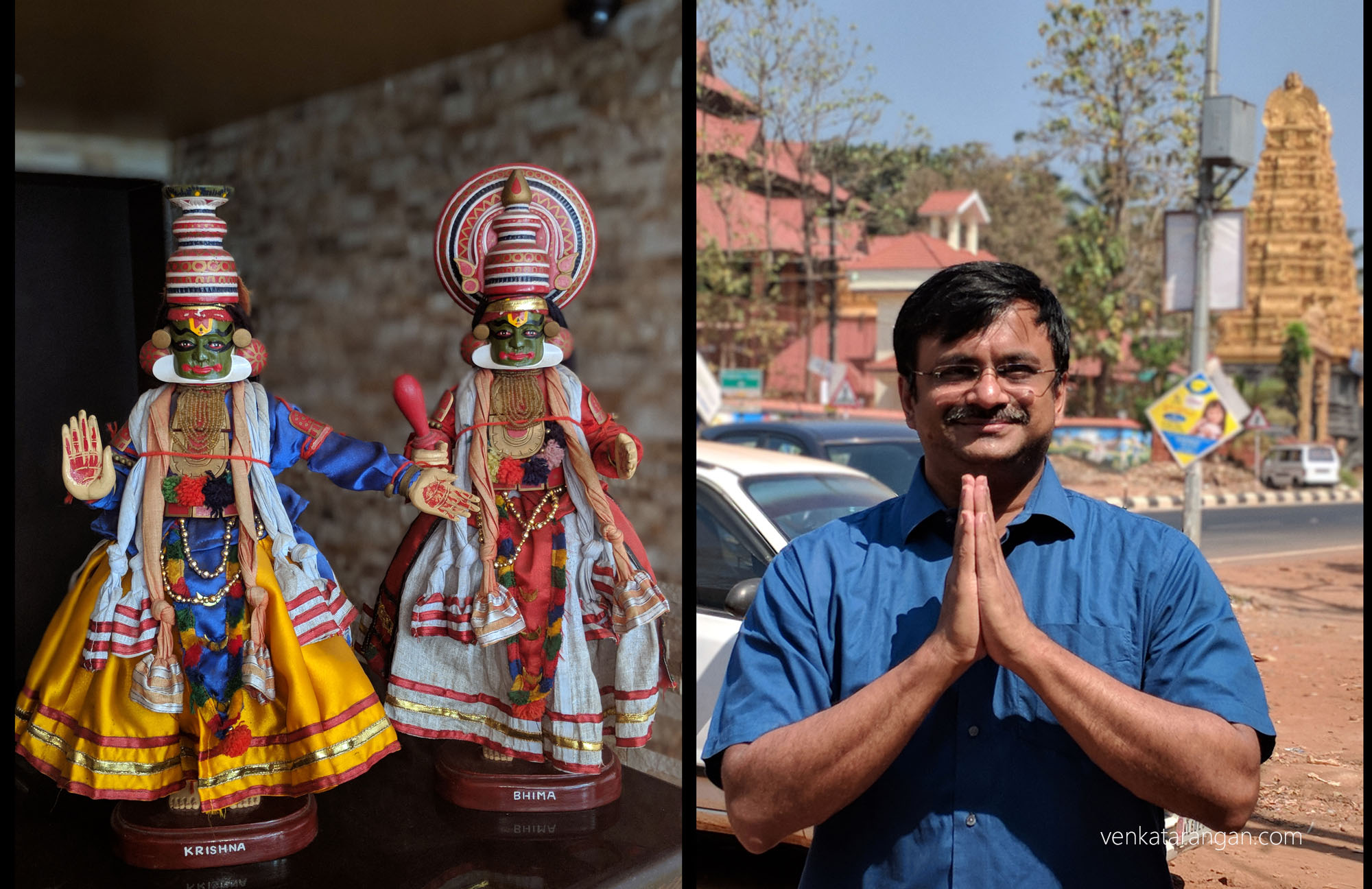 As you enter Kerala you are sure to be greeted by them - Seen here Krishna &amp; Bhima kathakali dolls