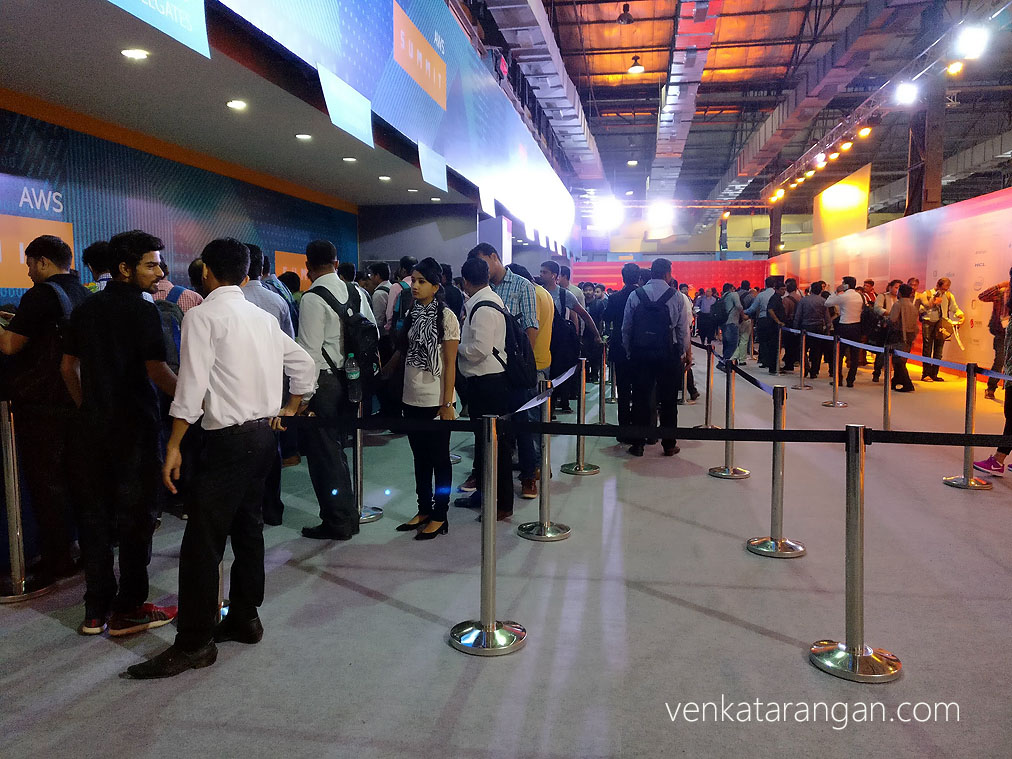 Long queue for check-in at an event last year