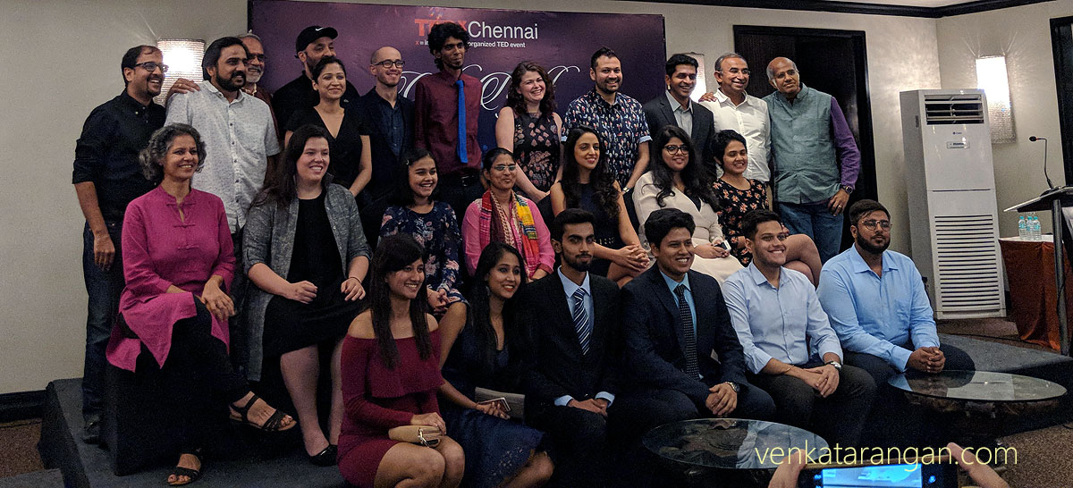 TEDxChennai 2018 Speakers posing for a snap during the curtain raiser dinner