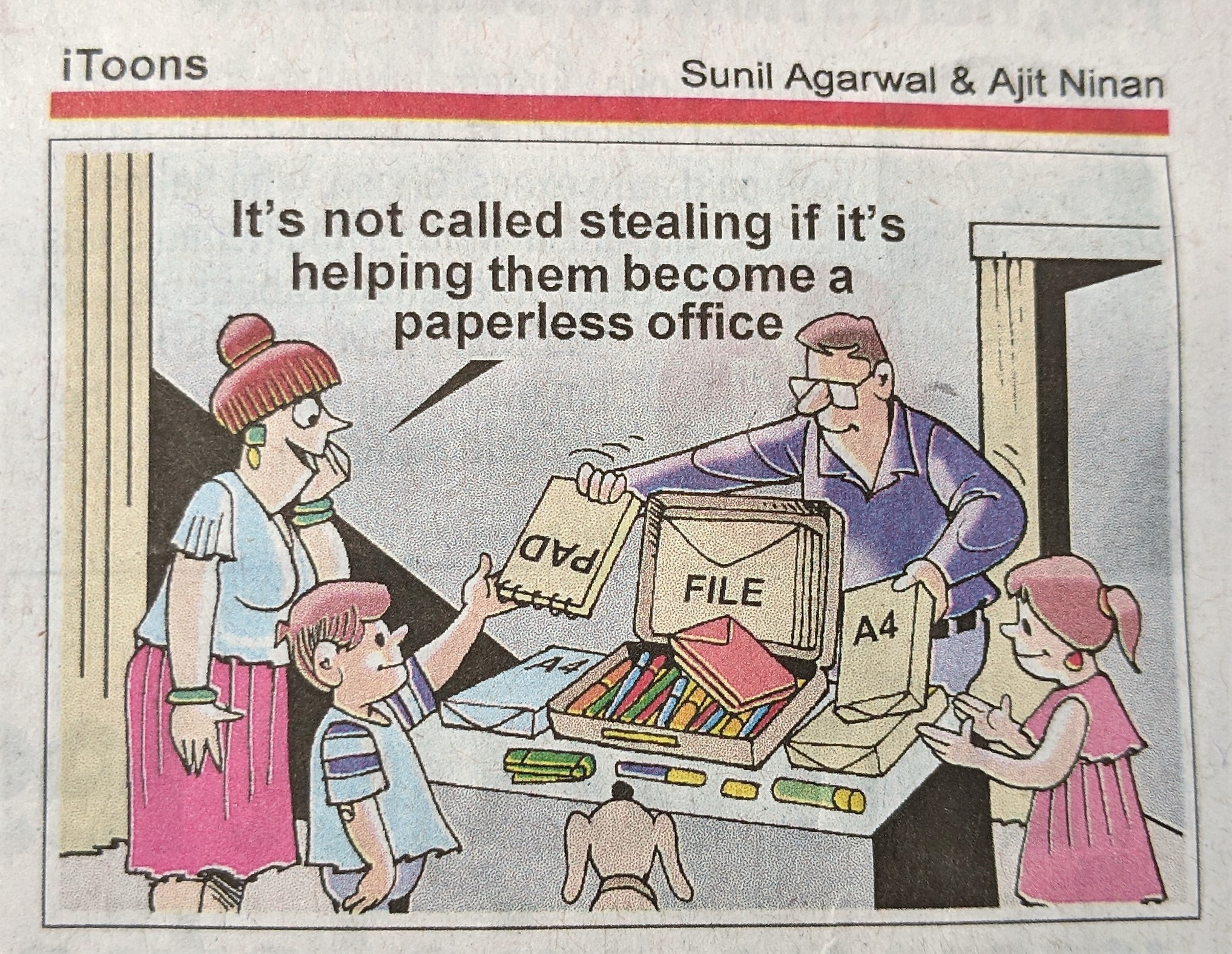 It's not called stealing if it's helping them become a paperless office by Sunil Agarwal and Ajit Ninan