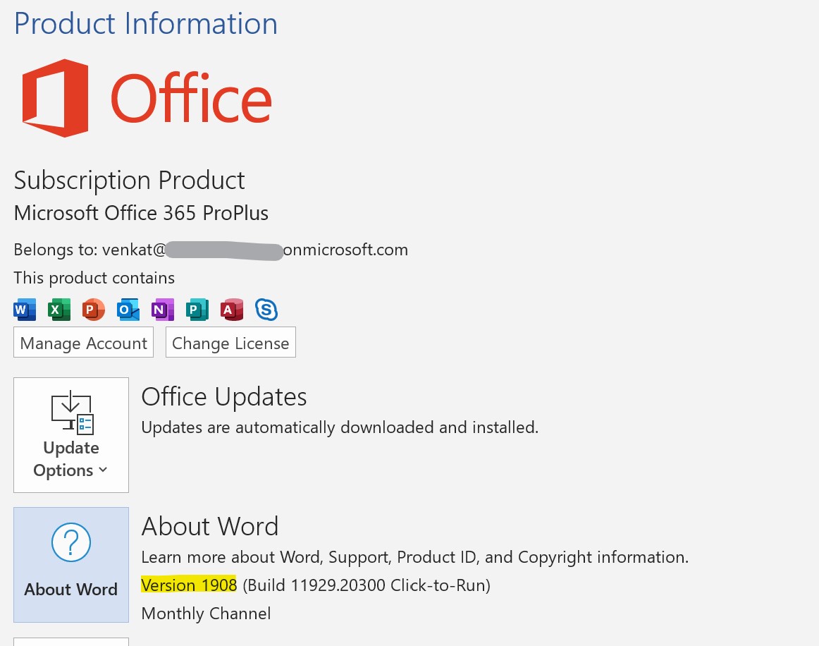 Microsoft Word 1908 - Microsoft Office 365 