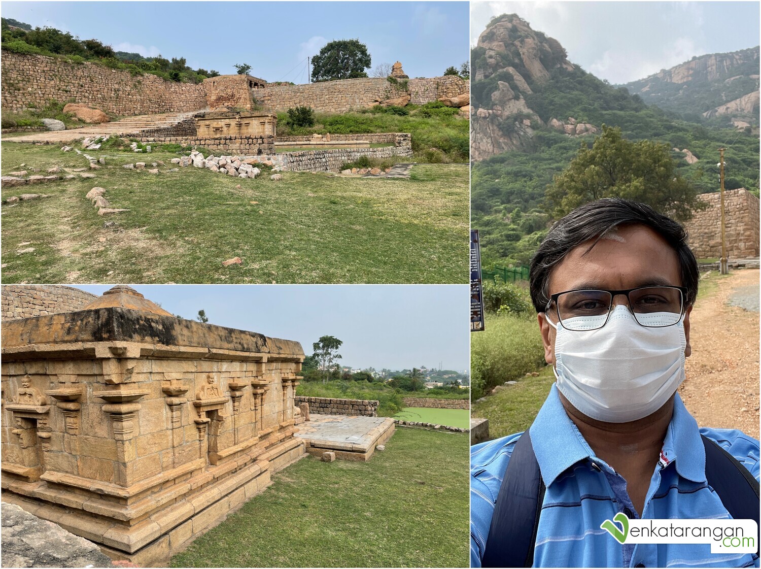Pictures on the left show the structures restored from ruins at the foot hill of the fort. I was following the COVID-19 protocol and mask discipline whenever I was around another human.