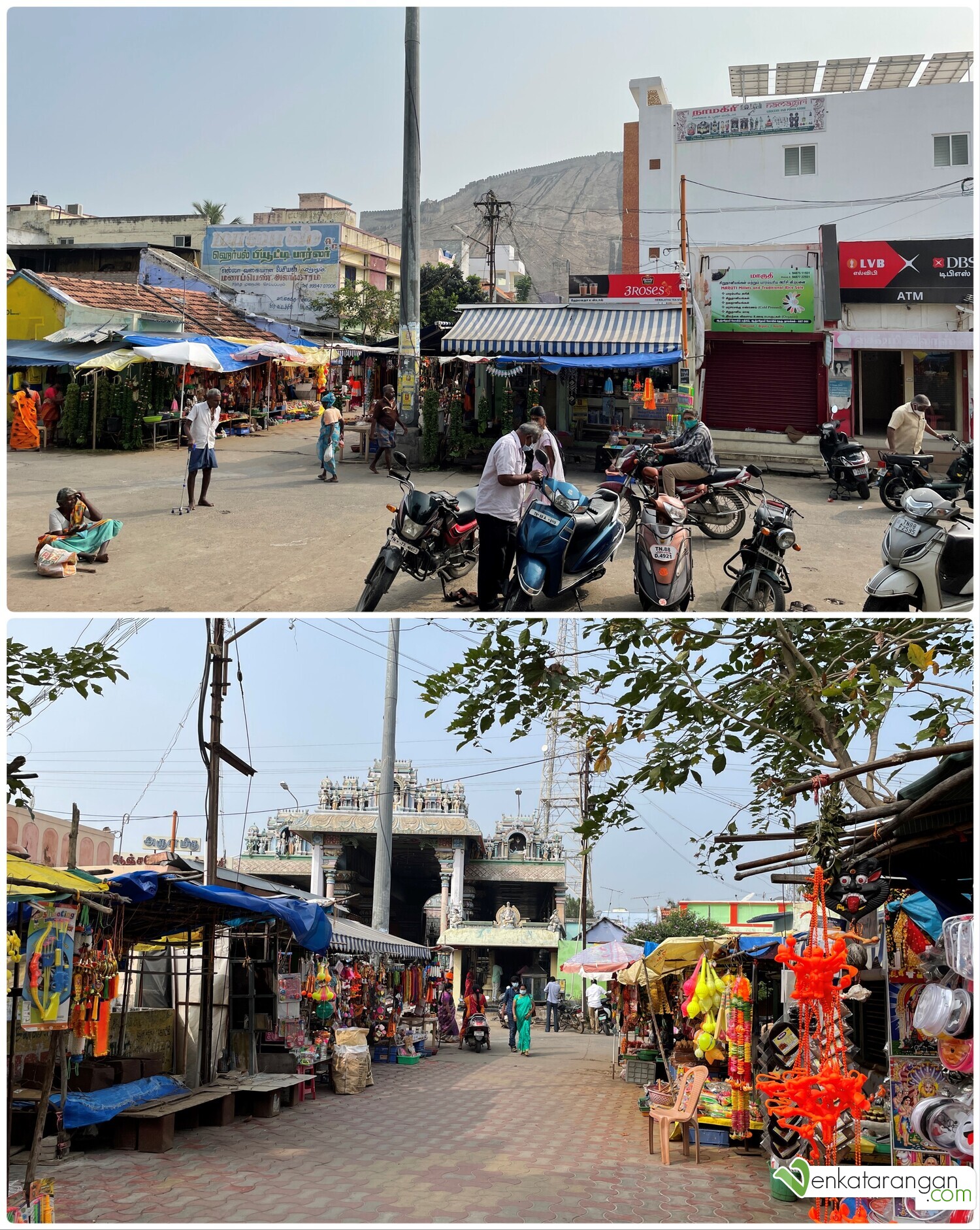 Shops facing the Namakkal Sri Anjaneyar Temple
