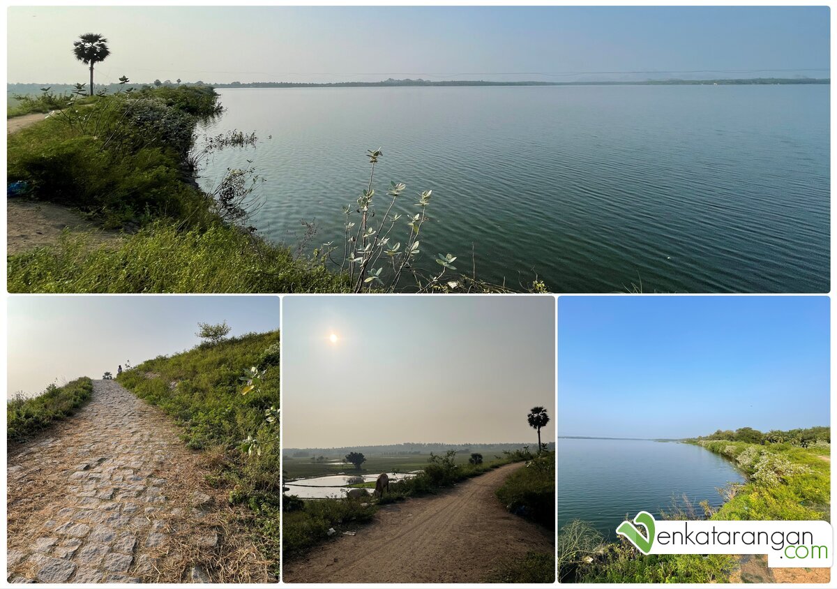 There is a wide pathway on the banks of the Barur Lake (பாரூர் பெரிய ஏரி) for walking and to enjoy the sunrise/sunset. 