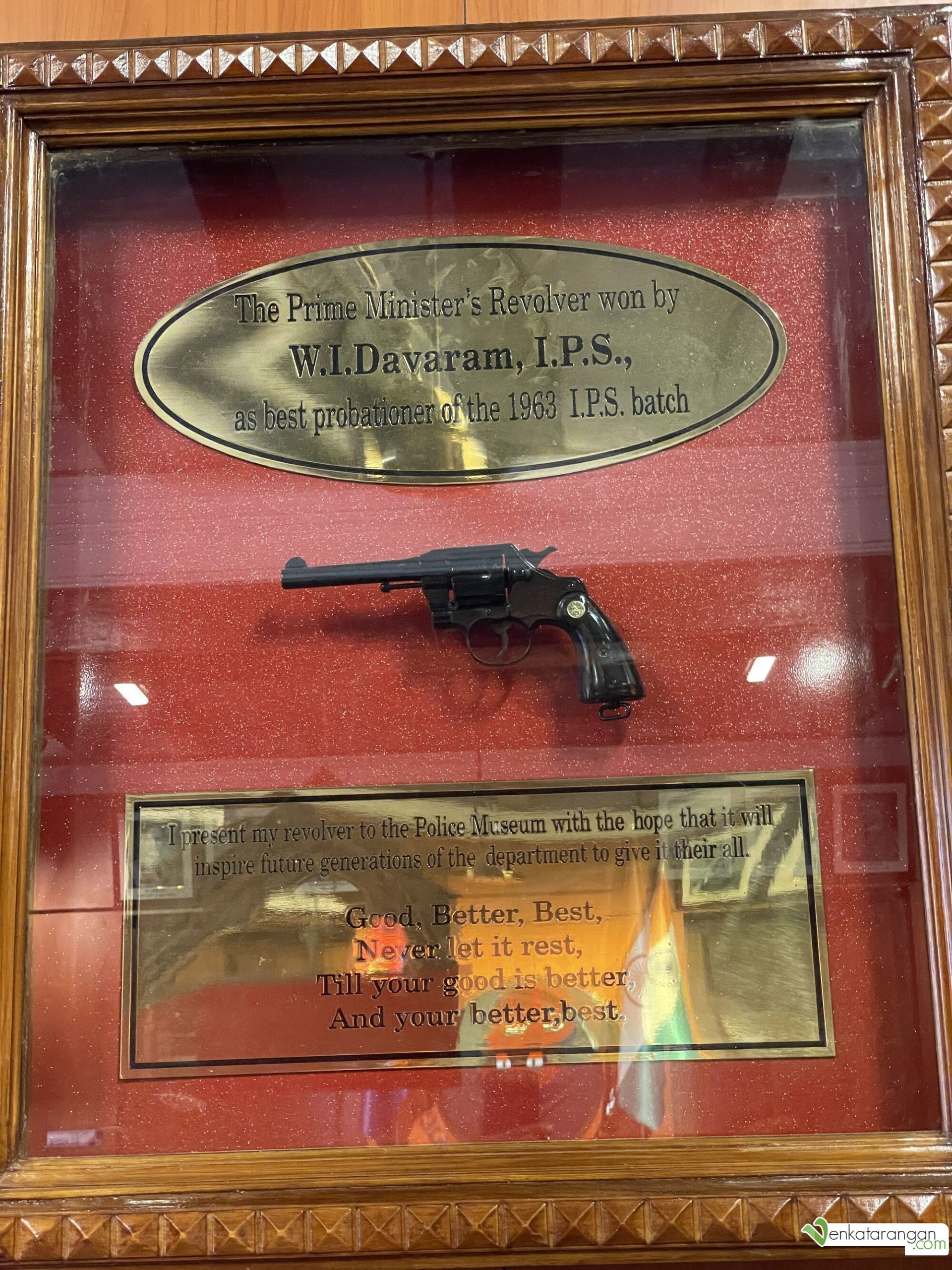 The Prime Minister's Revolver won by W.I.Davaram, IPS, as best probationer of the 1963 I.P.S. batch