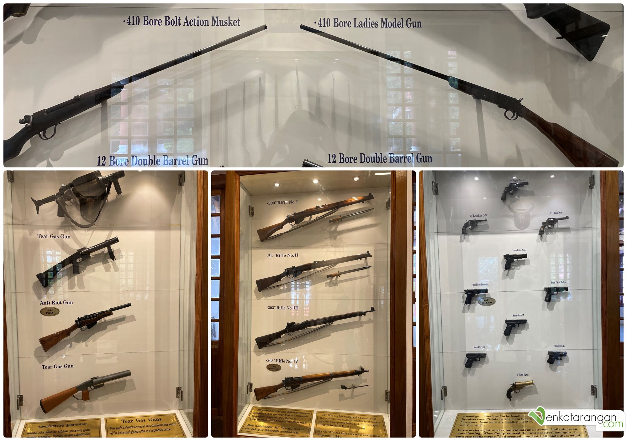 Tear Gas Guns, Rifles, Revolvers, Musket, Ladies Model Gun and more on display