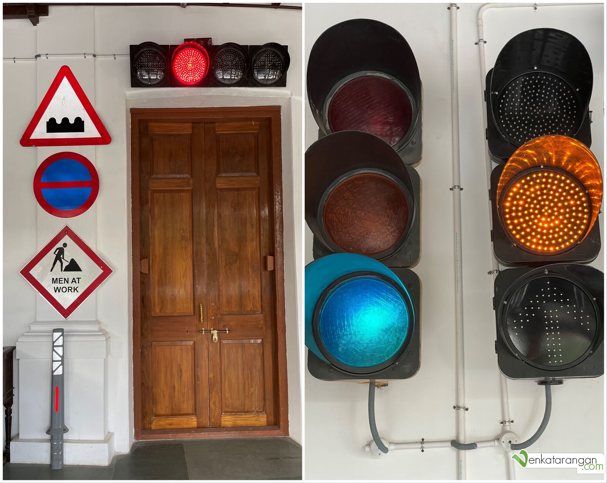 Road safety signs and traffic signal