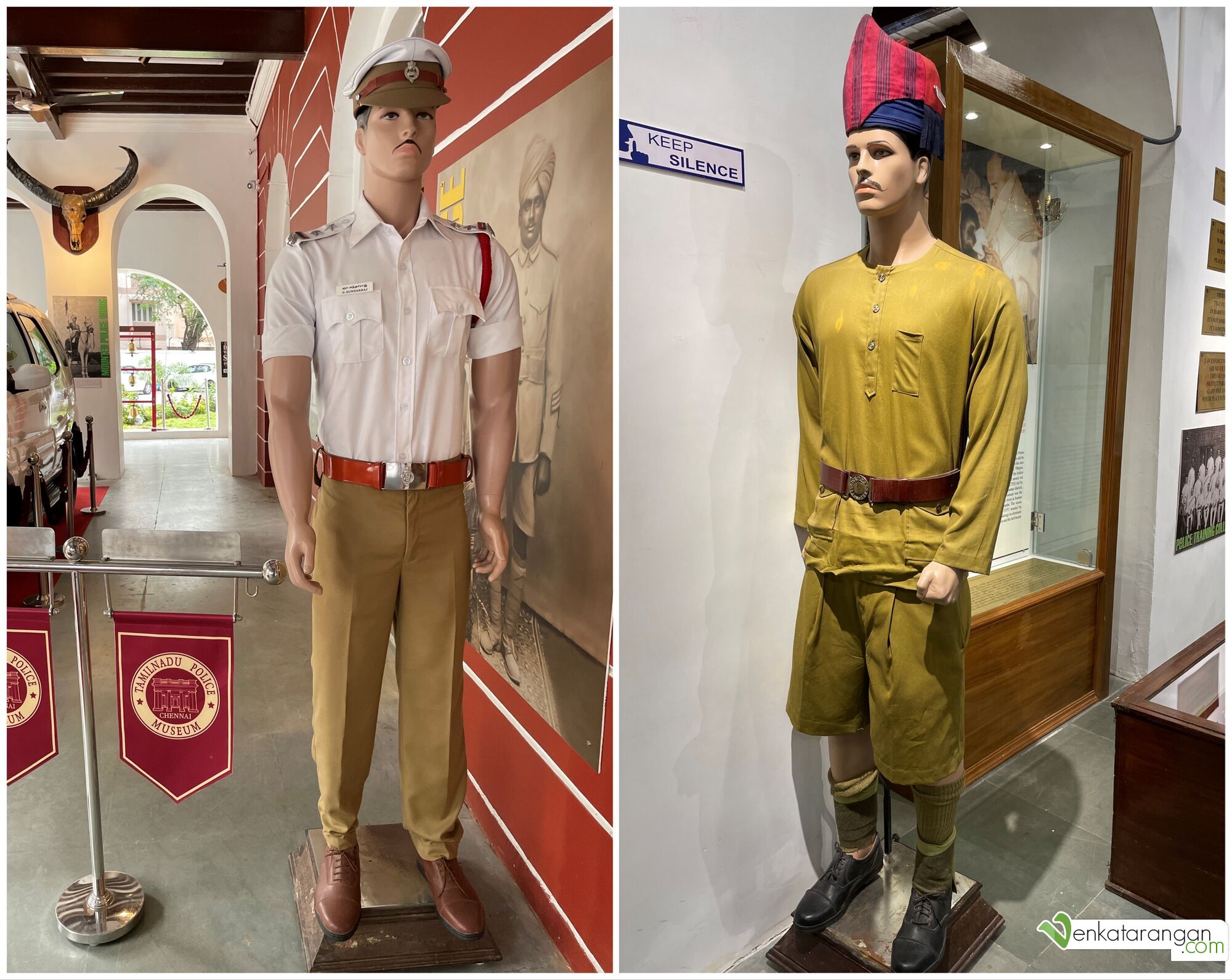 (left) Modern day Uniform of Traffic Police; (right) Uniform for a constable in the decades past