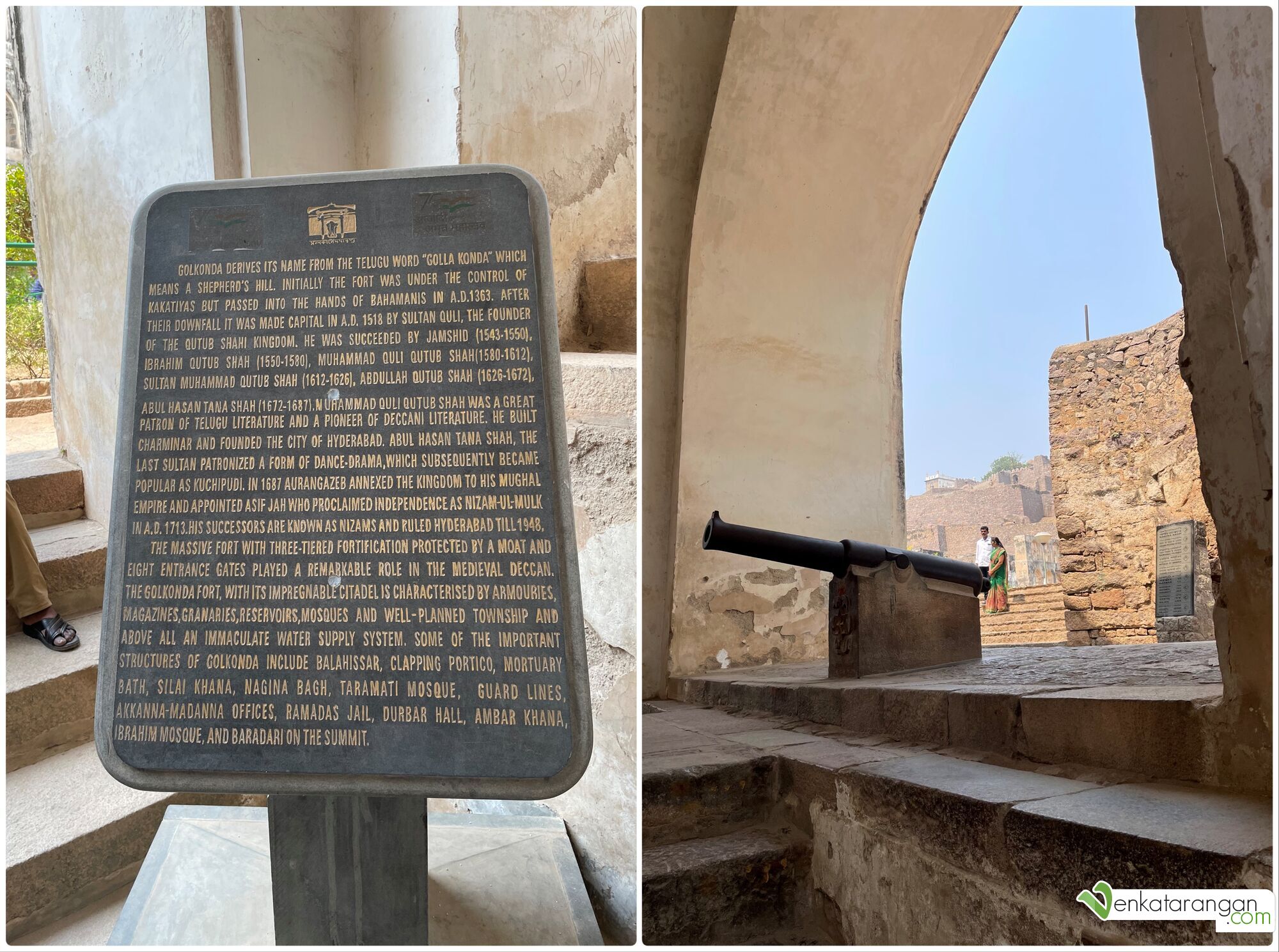 Golconda Fort (Telugu: shepherds hill), is a fortified citadel built by the Qutb Shahi dynasty (c. 1512–1687), located in Hyderabad, Telangana, India