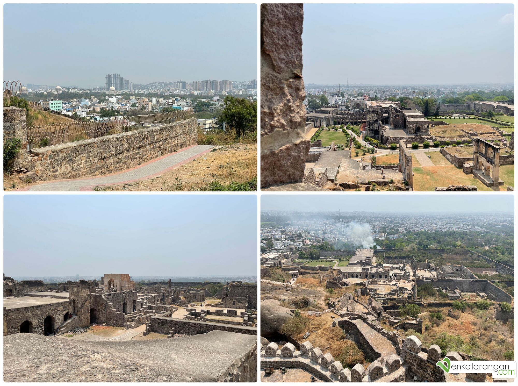 More views of the city downhill and ruins of Golconda Fort