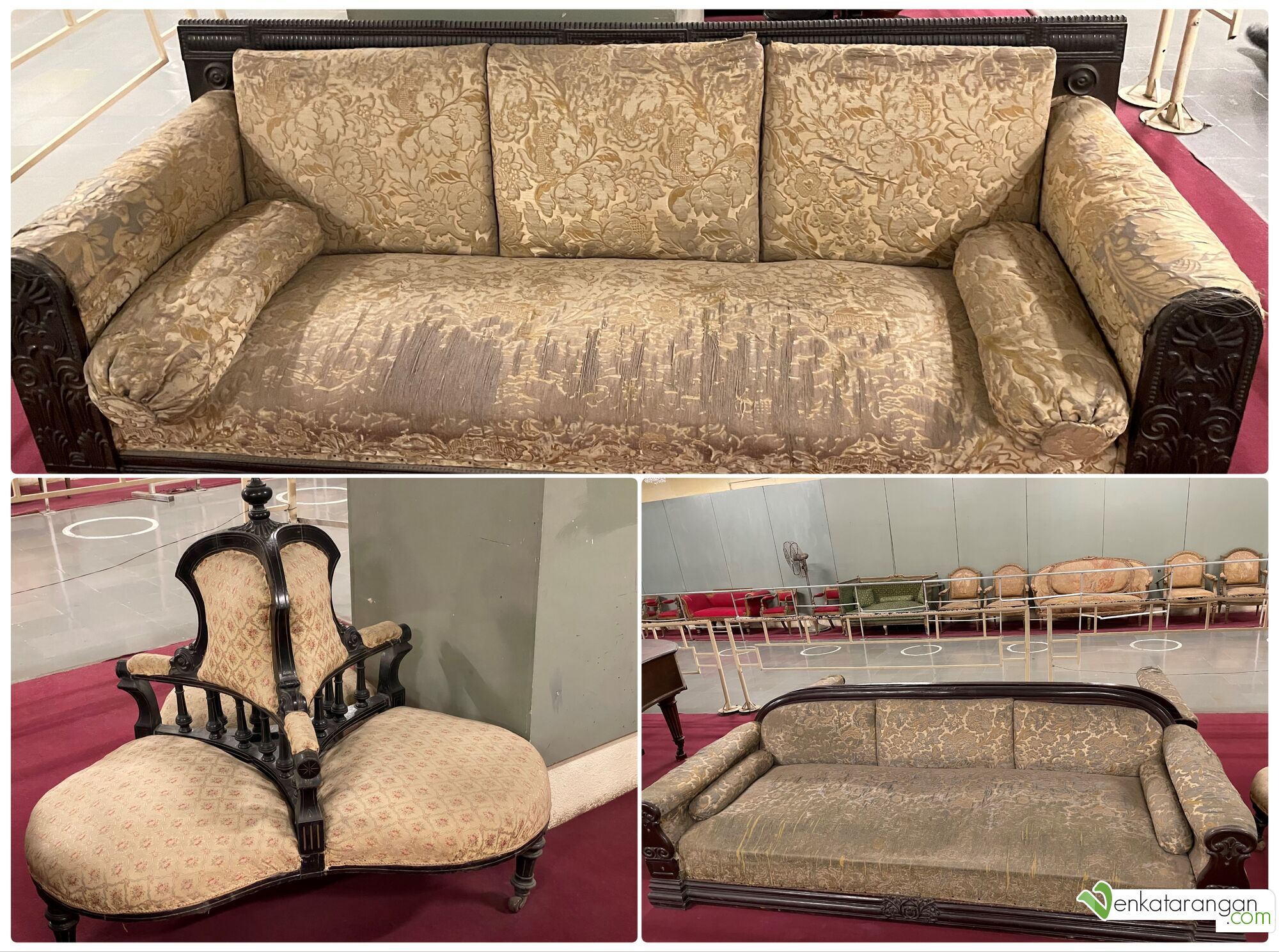 Royal Sofa, the cloverleaf sofa (popular to discuss gossip) 