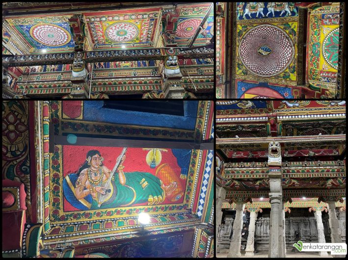 Sri Vairavar Temple ceiling and walls feature paintings
