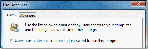How to turn on automatic logon in Windows 7