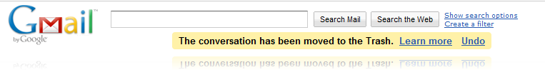 Deleting a conversation in Gmail with the Undo option