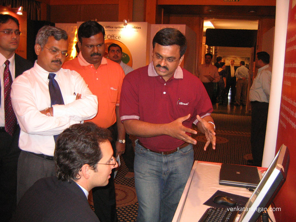 Venkatarangan explaining Bhashaindia to Chris Capossela