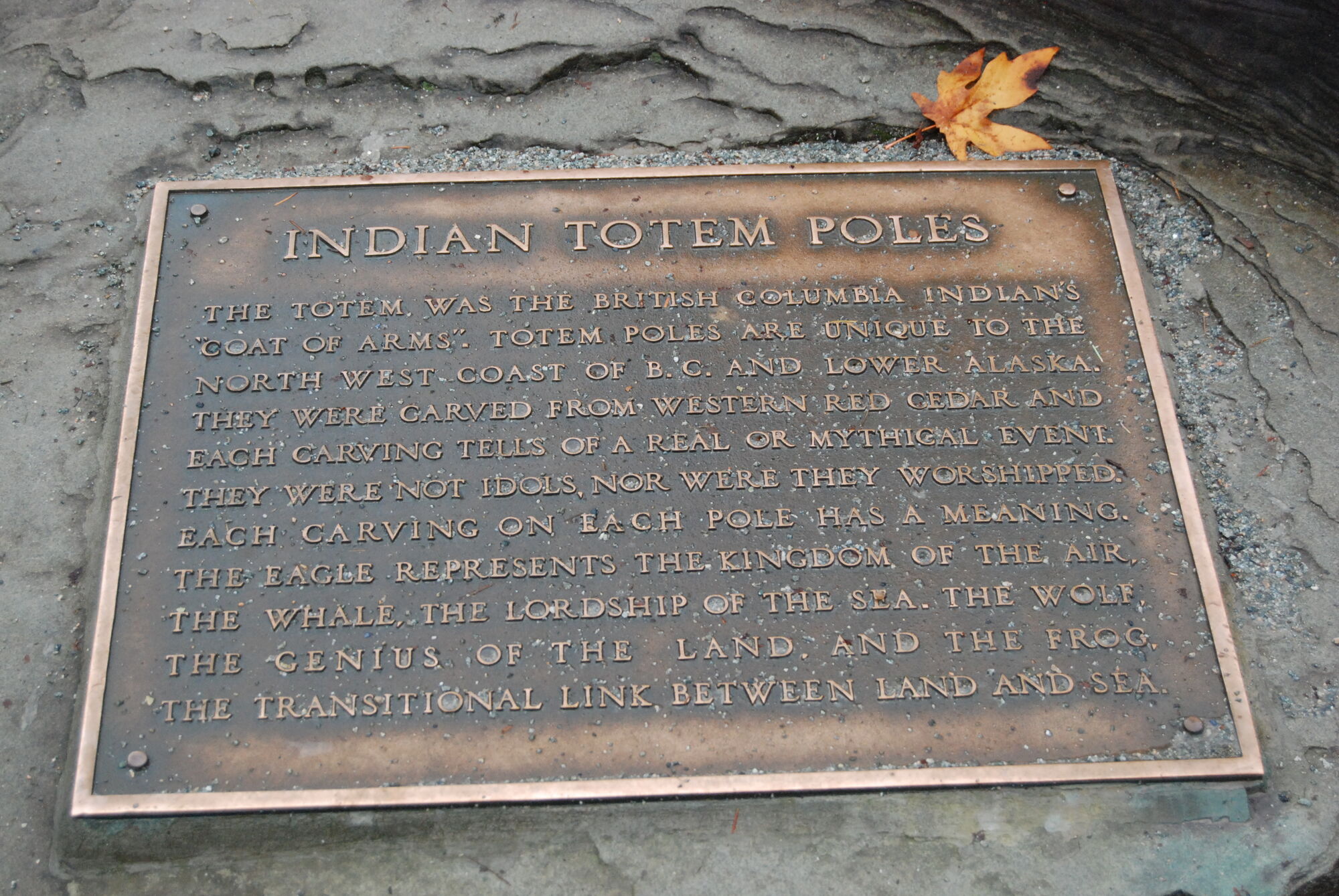 Indian Totem Poles - The Totem was the British Columbia Indian's "Coat of Arms". Totem Poles are unique to the North West Coast of B.C. and Lower Alaska. They were carved from Western Red Cedar and each carving tells of a real or mythical event.