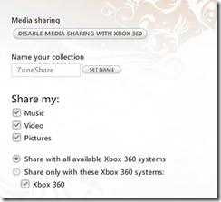 Zune Media Sharing