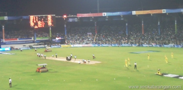 Pitch Setup in the break - Chennai Super Kings 23 April 2008 Match