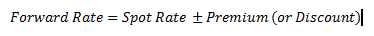Forward Rates = spot rate +/- premium/discount