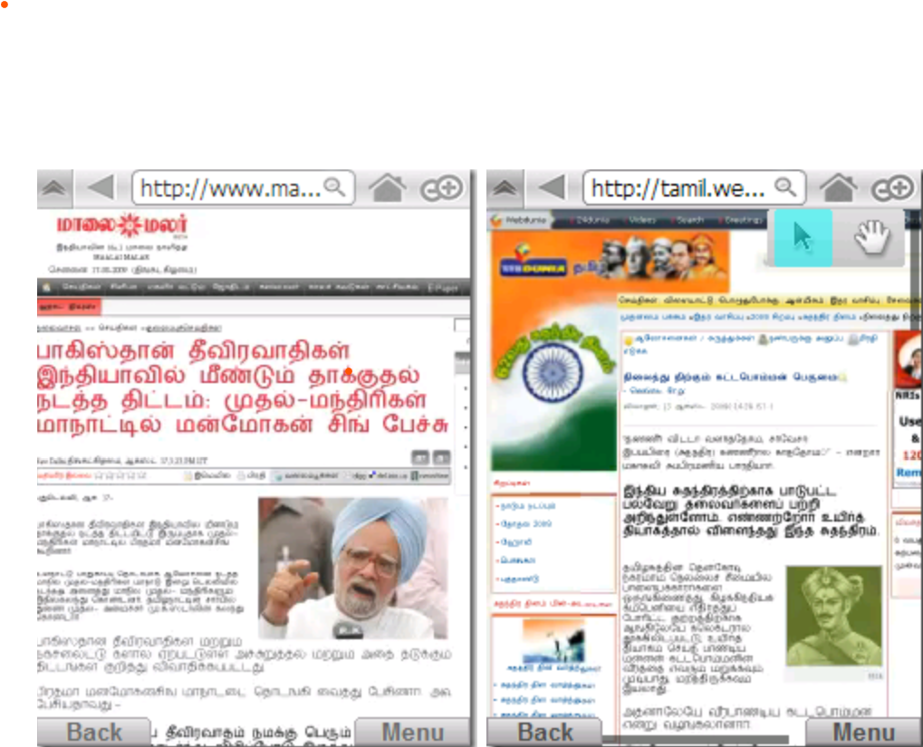 (Windows Mobile running Skyfire displaying fine Unicode Tamil web pages)