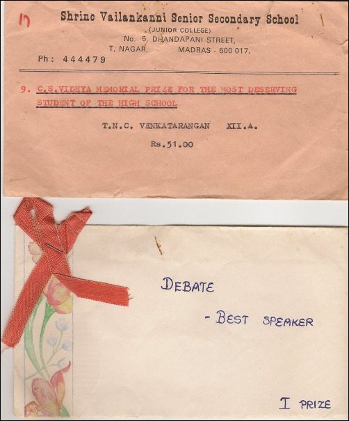 High School -12 Standard - Prizes won by Venkatarangan