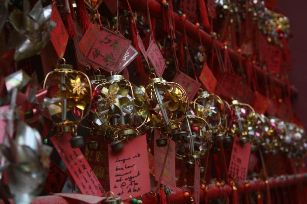 Prayer bells in front of A-Ma Temple