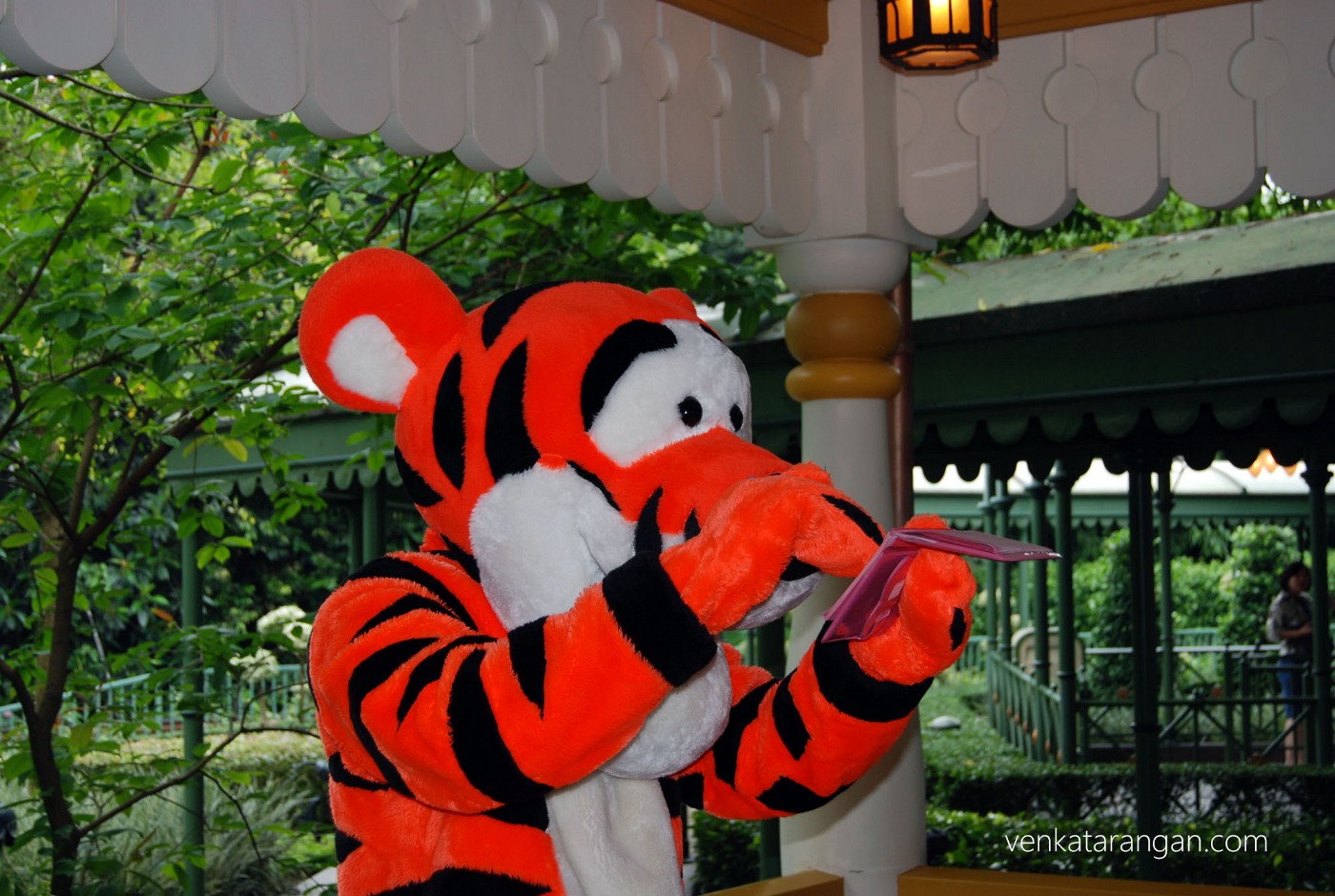 Tigger, the tiger signing his autograph