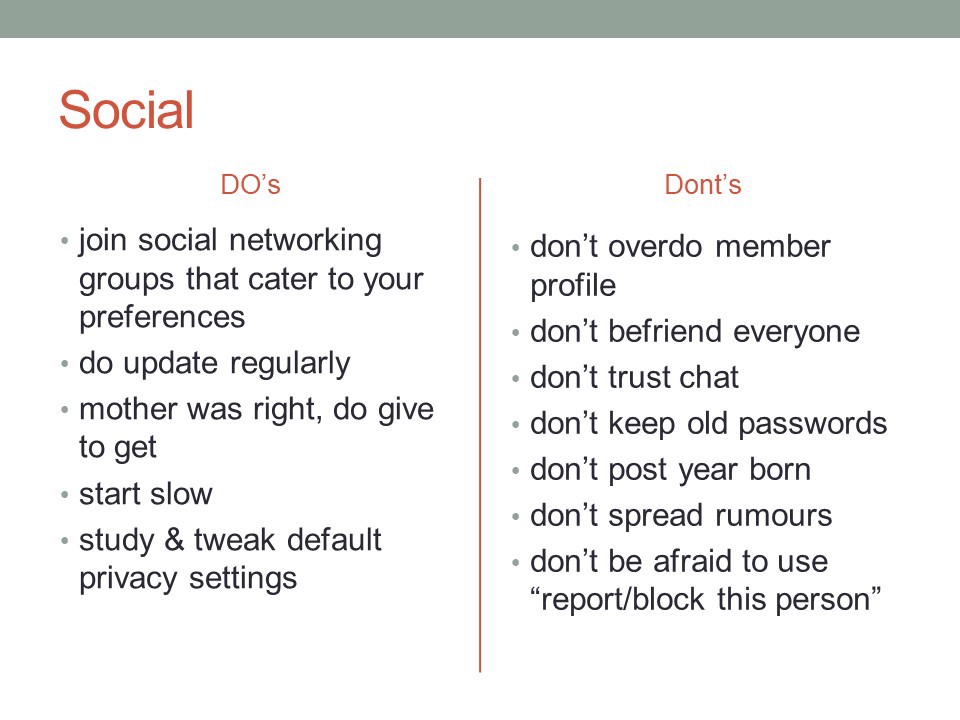Basic do's and dont's for social media