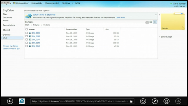 Skydrive powered remote drive access
