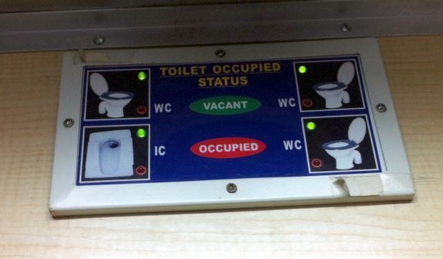 Toilet occupied status indicator in First AC Coaches