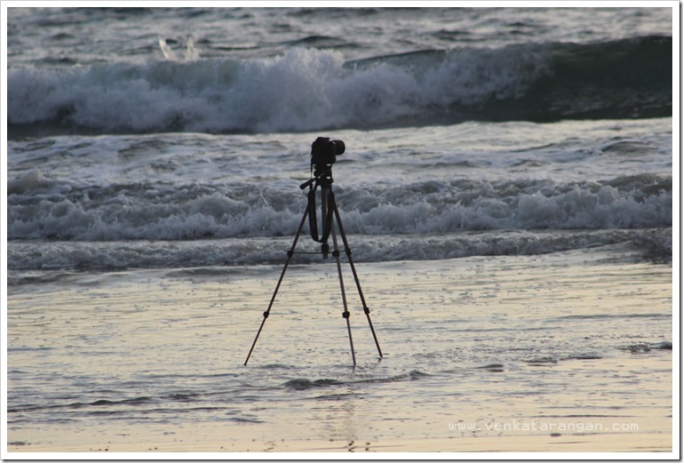 Tripod standing alone in Santha Monica Pier