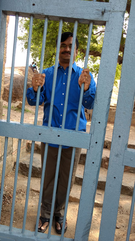 The modern day gate to the top of the fort