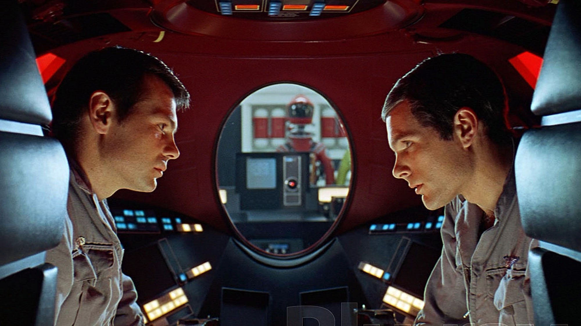 Crewmen Bowman and Poole in an EVA pod talking without HAL-9000 hearing them