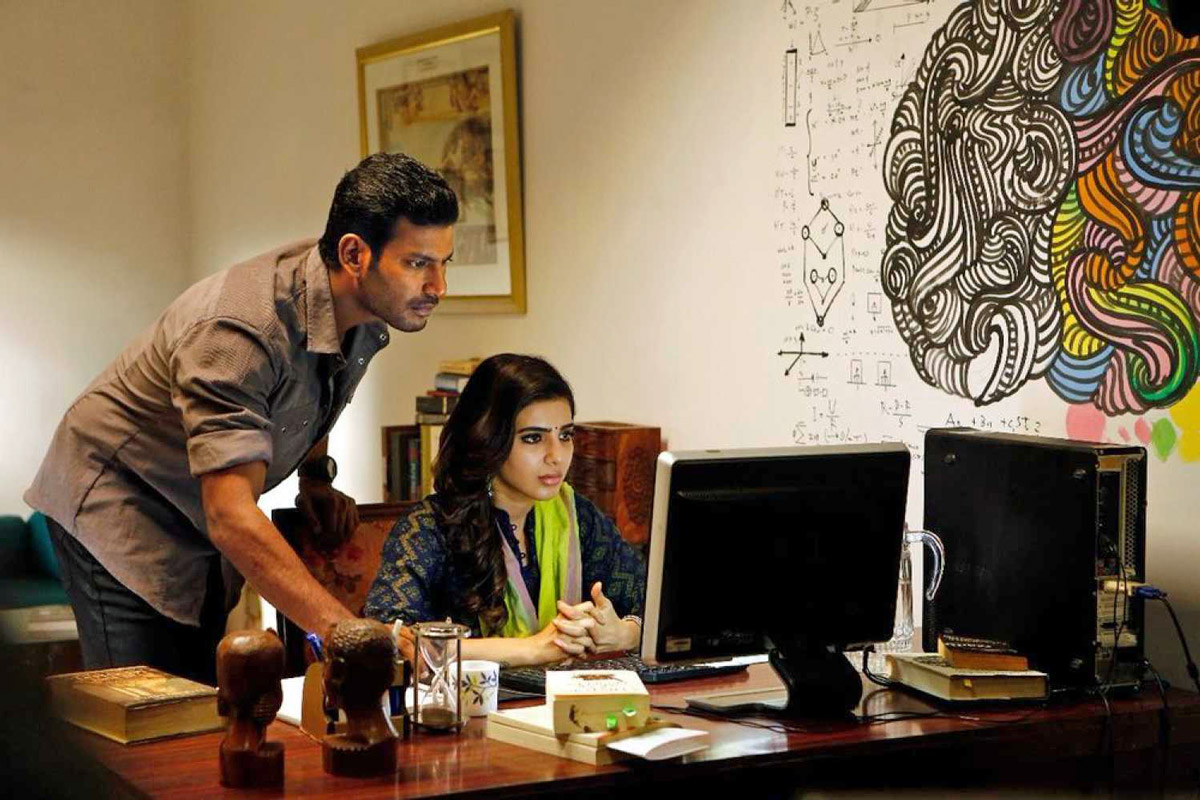 Vishal as Major R. Kathiravan and Samantha Akkineni as Dr. Rathi Devi