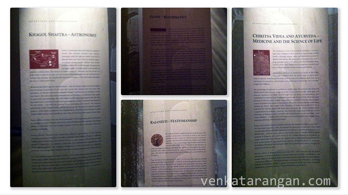 Various disciplines of learning in ancient India - Khagol Shastra (Astronomy), Ganit (Mathematics), Rajaneeti (Statesmanship) and Chikitsa Vidya and Ayurveda (Medicine and the Science of Life).
