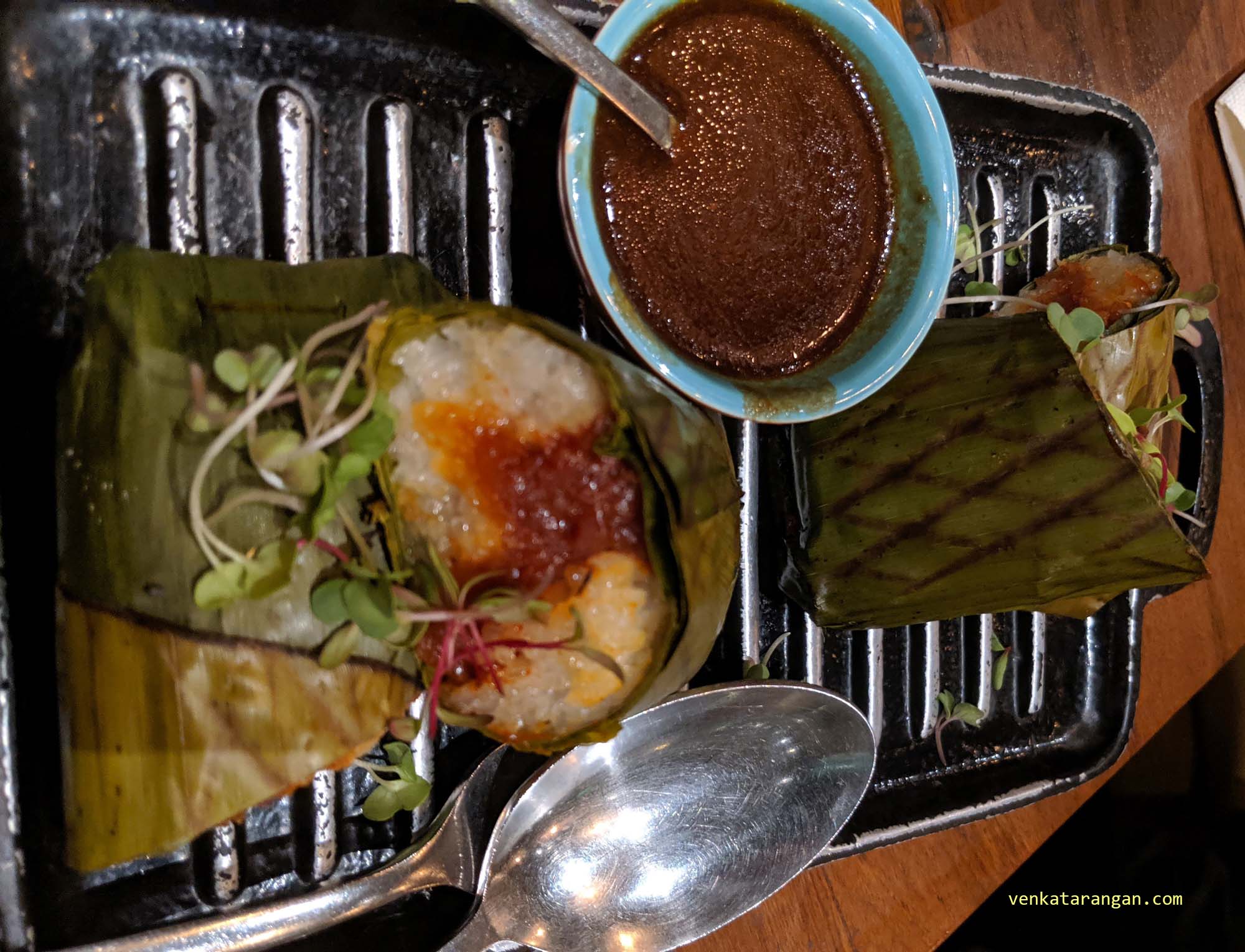 Sticky rice which had a hot chutney inside