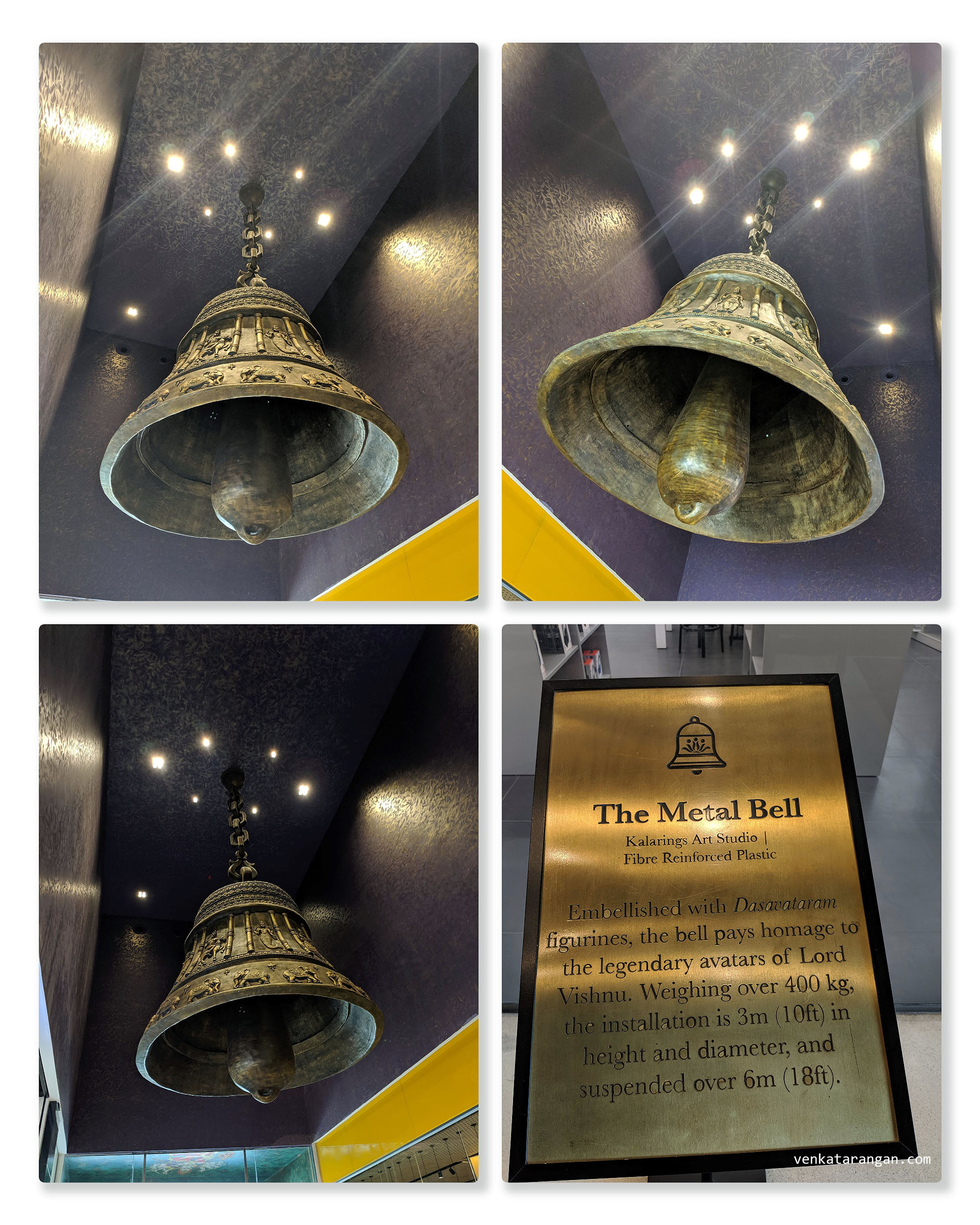 Next stop was The Metal Bell weighing over 400 kg and over 10 feet in height and diameter, is embellished with the hall of dasavatharam figurines