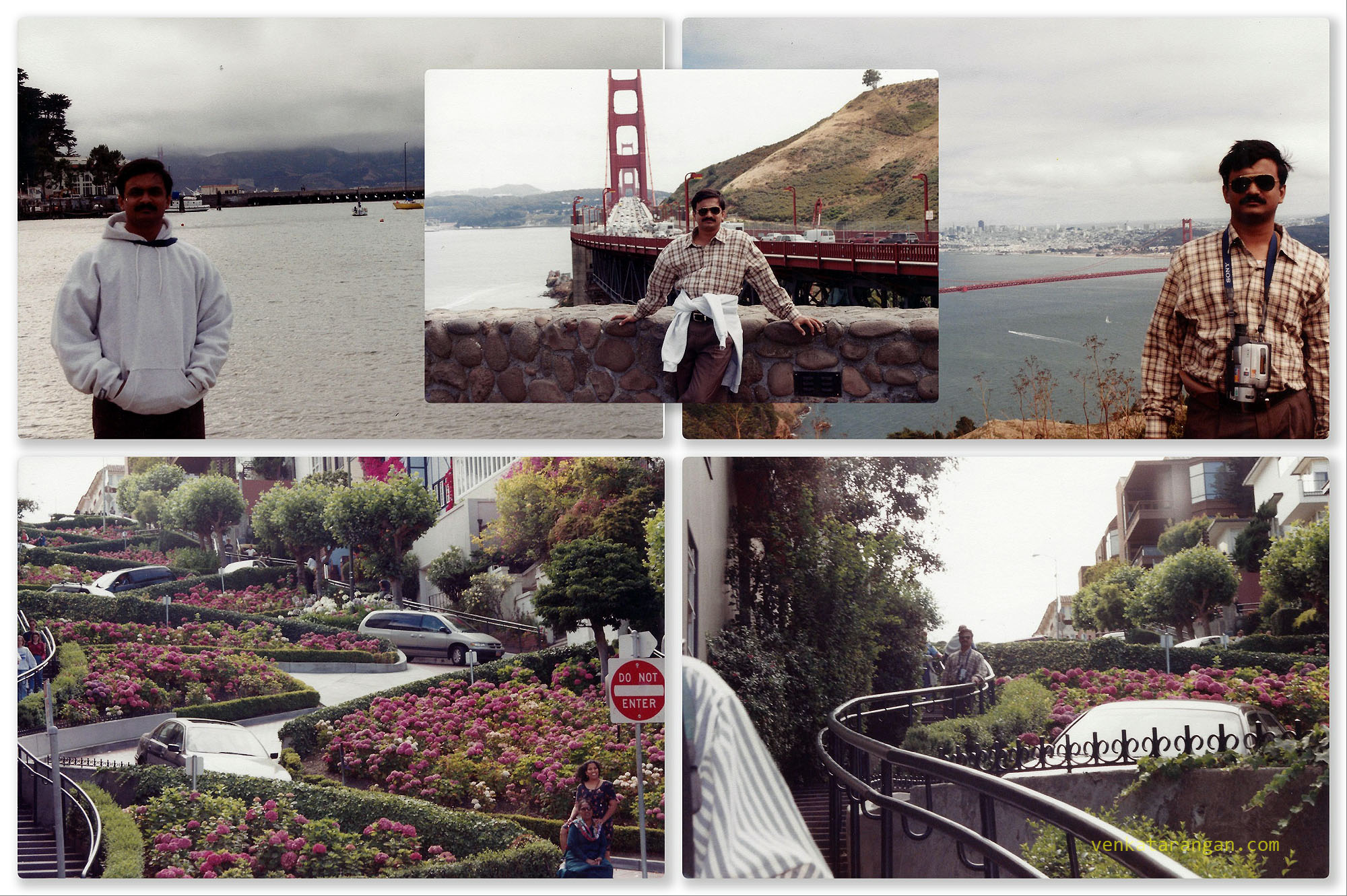 (Top row) Golden Gate Bridge. (Bottom) Lombard Street (Crooked street), San Francisco. 1999.
