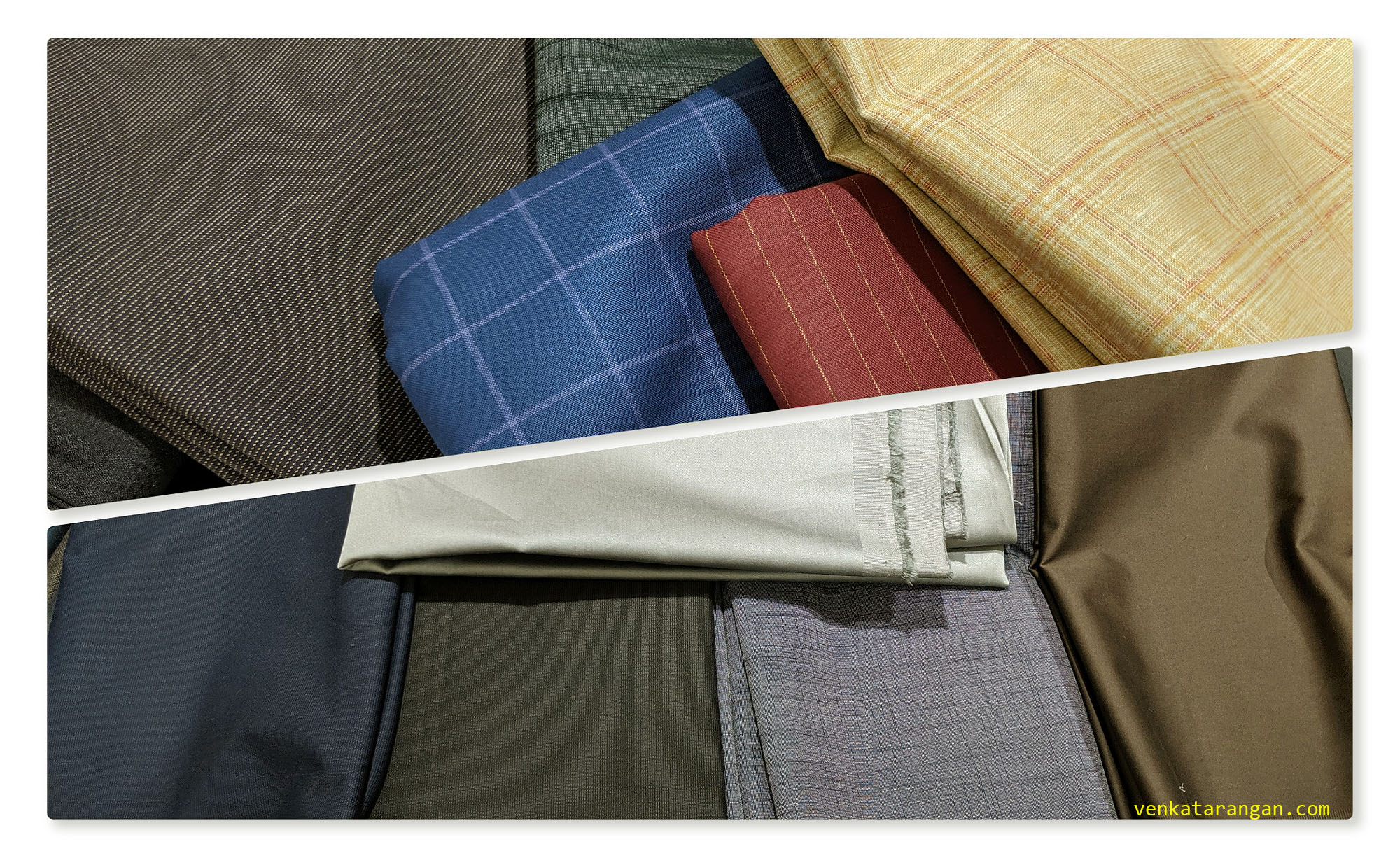 A few of the cloth materials I bought for bespoke shirts and trousers for me and my son