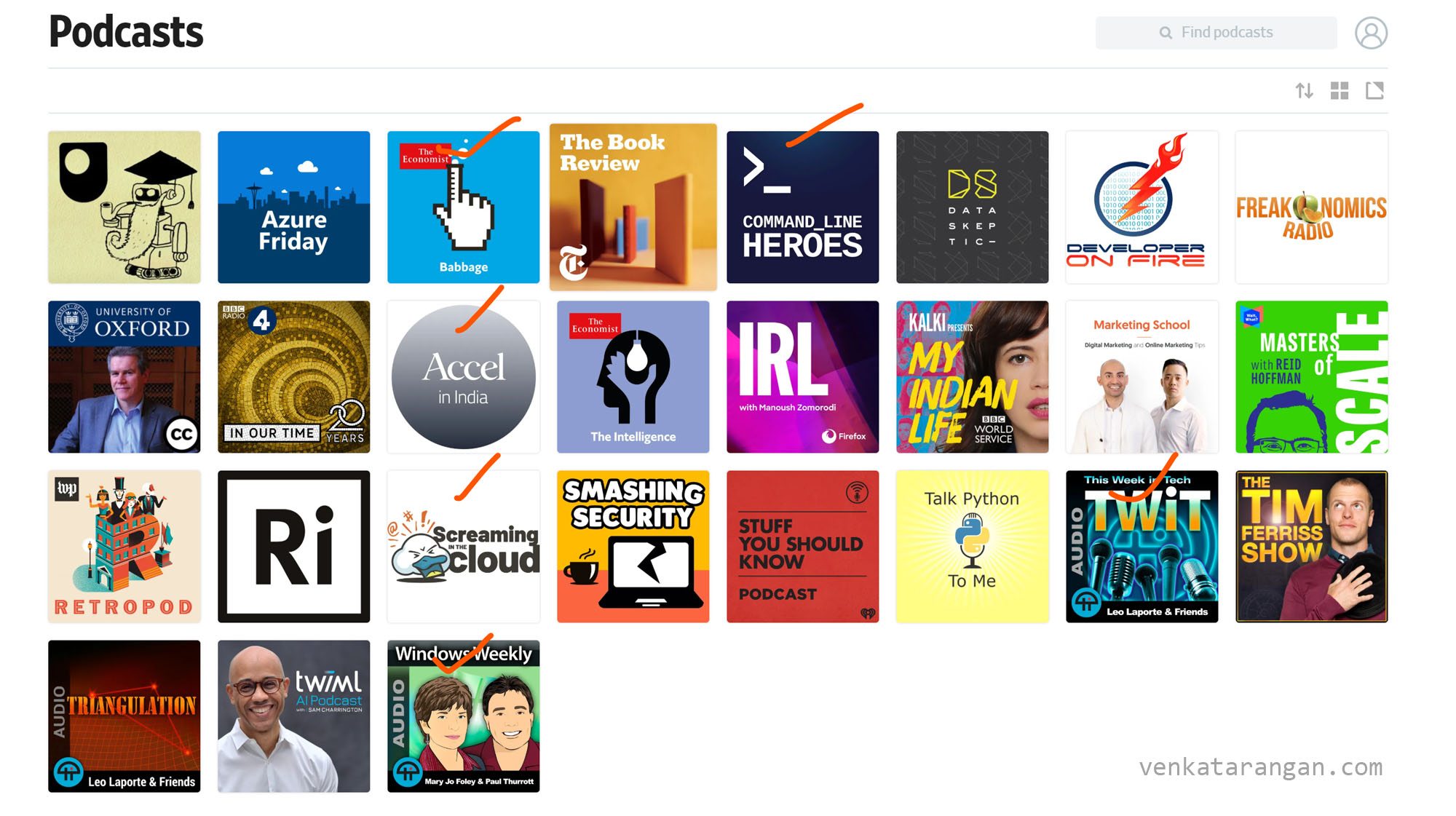 Podcast subscriptions that I currently have