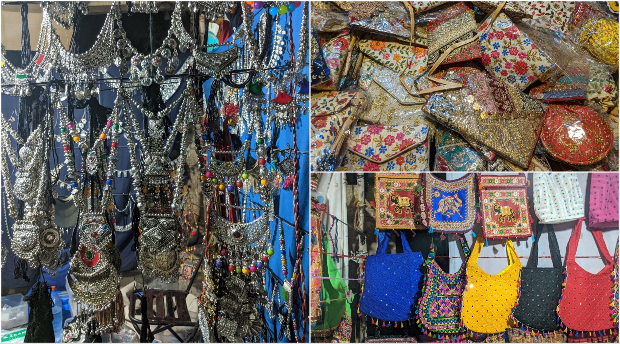 (On the left) More Jewellery. (On the right) No animals were harmed during the making of these bags!