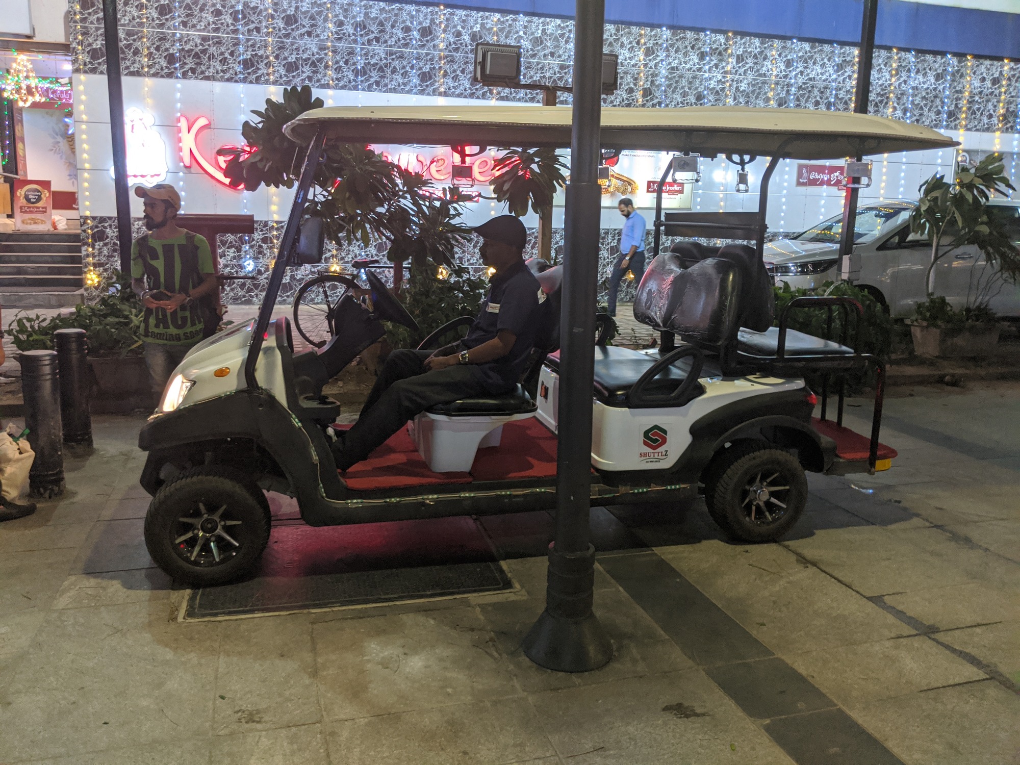 About five of these electric golf carts are said to be available for free to take Senior Citizens around