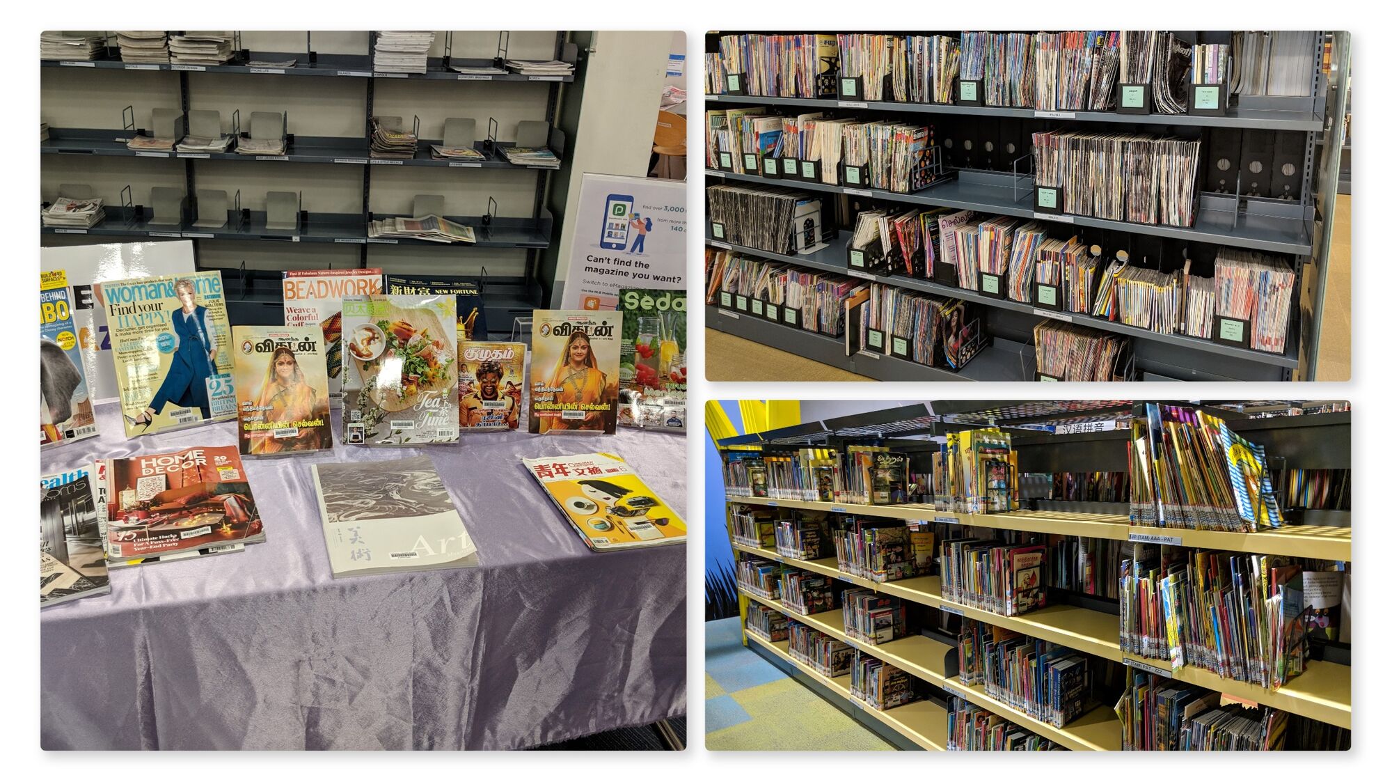 Magazines on display, Tamil magazines and Tamil books for Kids 