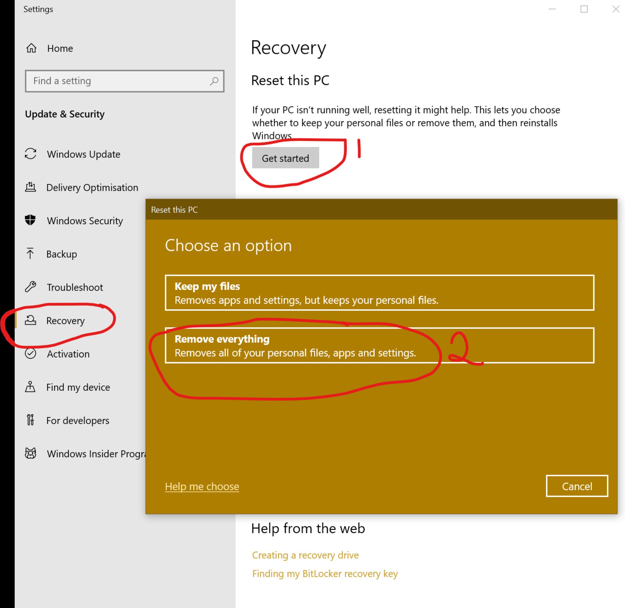 Windows 10 Reset this PC